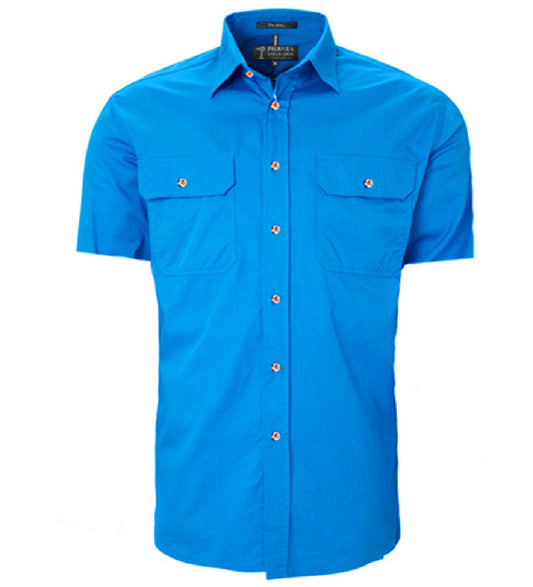 Pilbara - Mens Open Front Short Sleeve Shirt - Light Blue