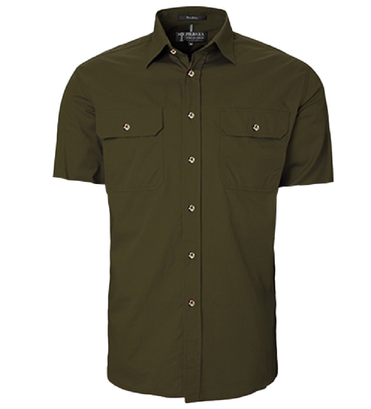 Pilbara - Mens Open Front Short Sleeve Shirt - Olive