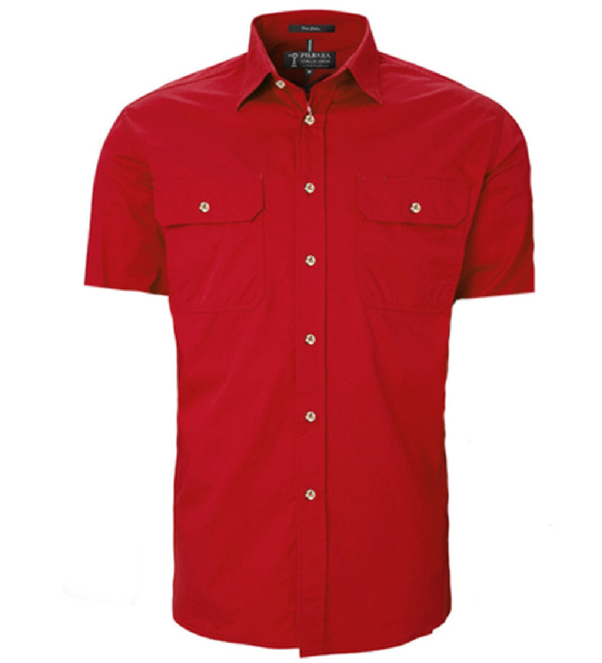 Pilbara - Mens Open Front Short Sleeve Shirt - Red