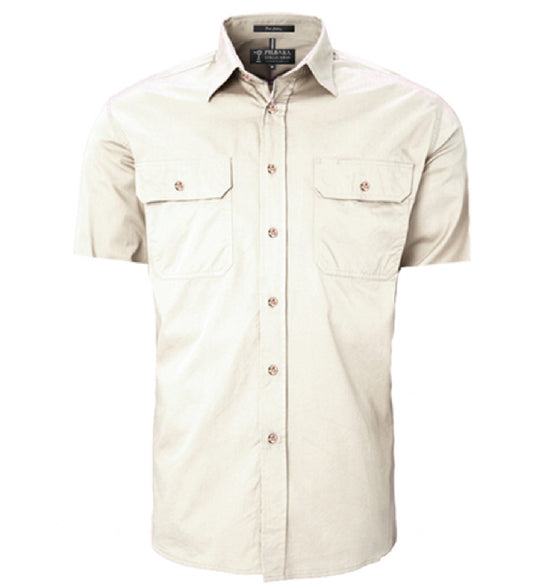 Pilbara - Mens Open Front Short Sleeve Shirt - Stone