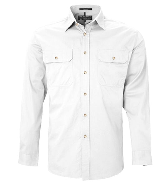 Pilbara - Men's Open Front L/S Shirt  White