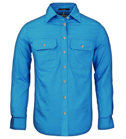 Pilbara - Ladies Open Front L/S Shirt  Azure