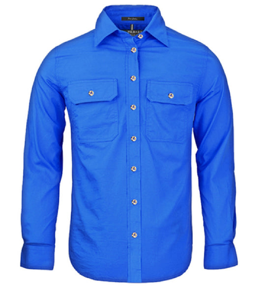 Pilbara - Ladies Open Front L/S Shirt  Cobalt-Blue