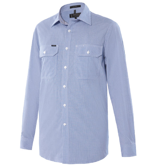 Pilbara - Men's O/F Check, Dual Pocket, L/S Shirt