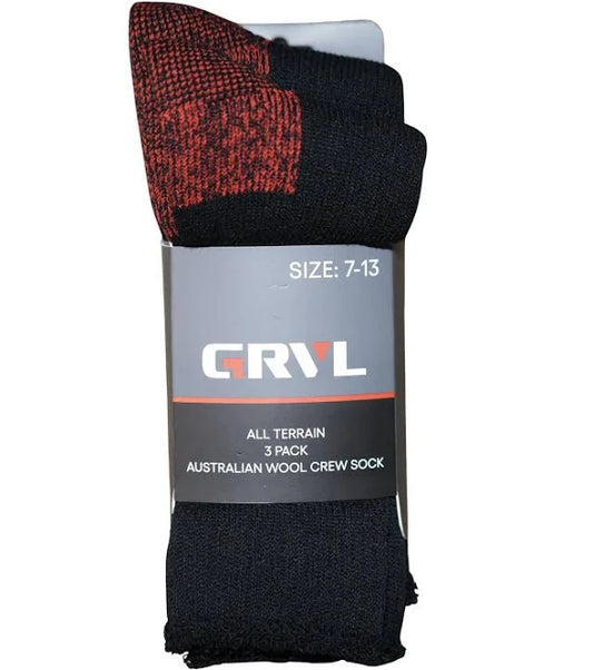 GRVL All Terrain 3 Pack Wool Crew Socks - Denstock